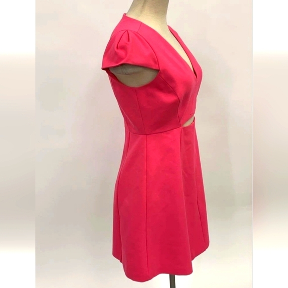 HALSTON HERITAGE VIBRANT PINK SIZE 4 CUT OUT DRESS MIDI - Picture 4 of 6